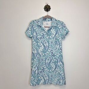 Sigrid Olsen Blue Paisley Scallop Hem Athletic Mini Dress Women’s Size XS Golf